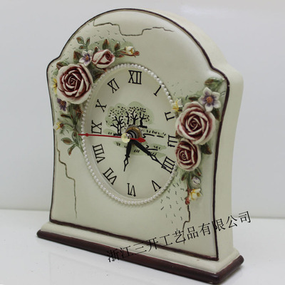 【【廠家直銷】供應歐式樹脂座鐘/小鬧鐘 田園風格 家居擺件裝飾】價格,廠家,圖片,塑料、樹脂工藝品,沈立明(個體經營)-